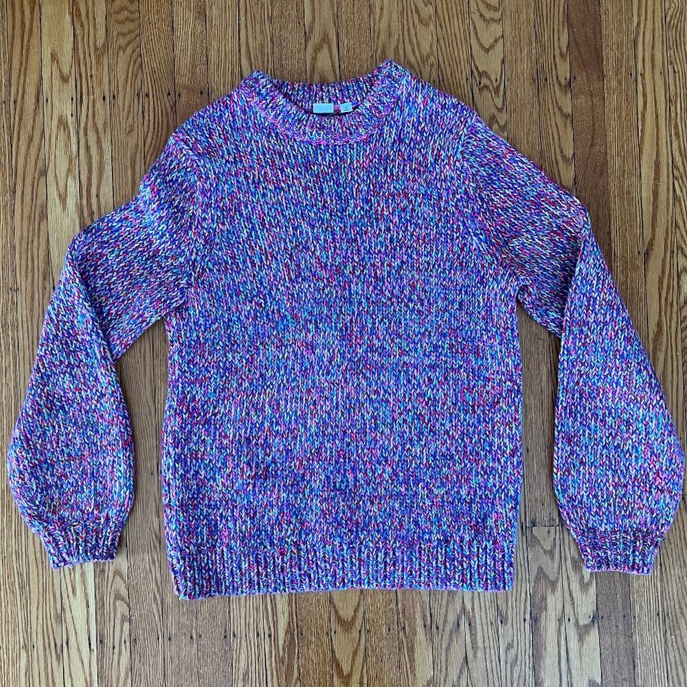 Gap Multicolor Knit Crewneck Balloon Sleeve Sweater